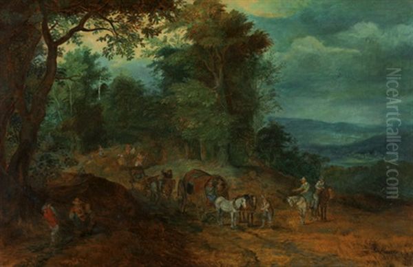 Fahrweg Auf Einer Waldigen Anhohe Oil Painting by Jan Brughel