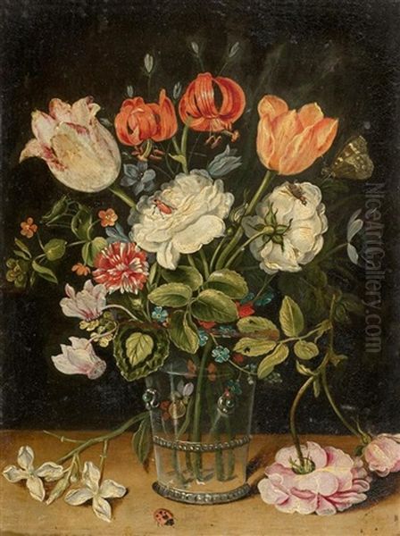 Blumen In Einer Glasvase Oil Painting by Jan Brughel