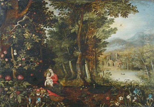 La Vierge A L'enfant Oil Painting by Jan Brughel
