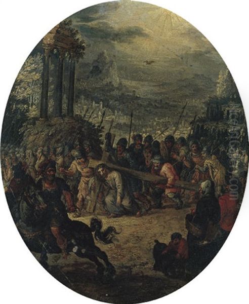 Christ On The Road To Calvary Oil Painting by Jan Brughel