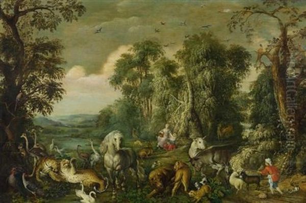 Irdische Paradieslandschaft Oil Painting by Jan Brughel