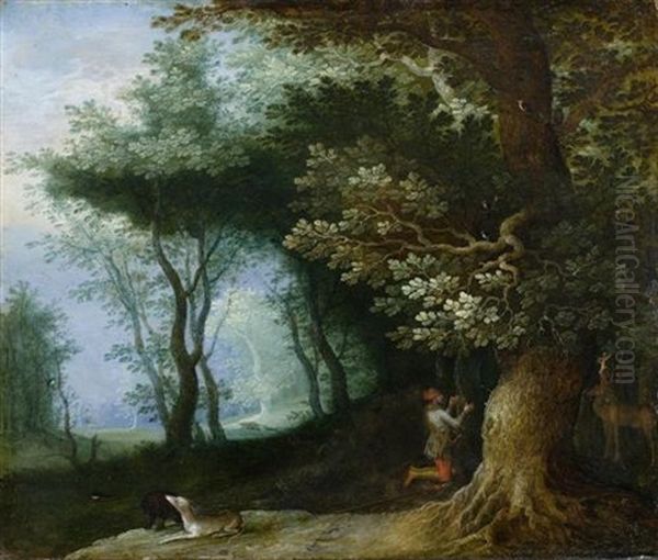 Waldlandschaft Mit Dem Heiligen Hubertus Oil Painting by Jan Brughel