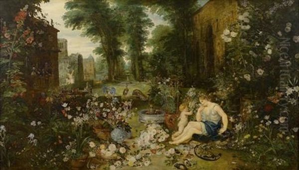Allegorie Des Geruchssinns (collab. W/p.p. Rubens) Oil Painting by Jan Brughel