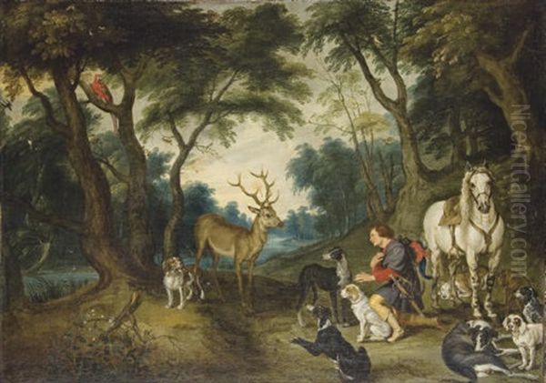 The Vision Of Saint Hubert Oil Painting by Jan Brughel