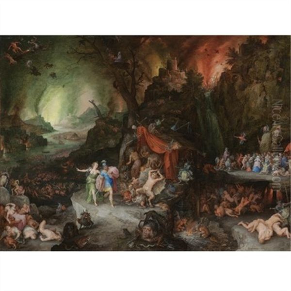 Aeneas And The Sibyl In The Underworld Oil Painting by Jan Brughel