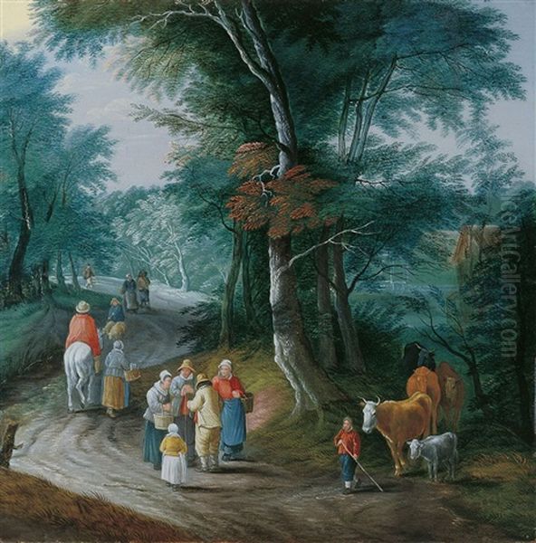 Bewaldete Landschaft Mit Bauerlicher Staffage Oil Painting by Jan Brughel