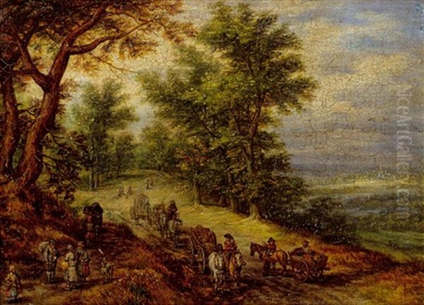 Landstrase Mit Gepackzug Oil Painting by Jan Brughel
