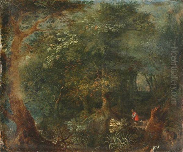 Waldlandschaft Mit Jagern Und Hunden Oil Painting by Jan Brughel