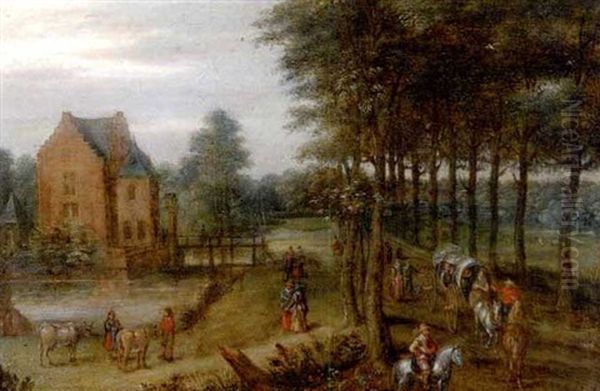Parklandschaft Mit Haus, Tier- Und Figurenstaffage Oil Painting by Jan Brughel