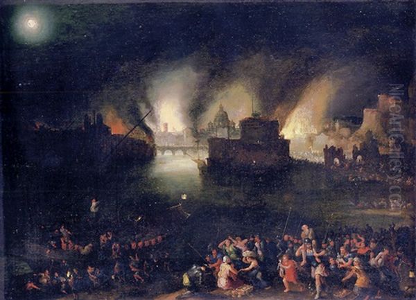 Aeneas Rescuing Anchises From The Sack Of Troy Oil Painting by Jan Brughel