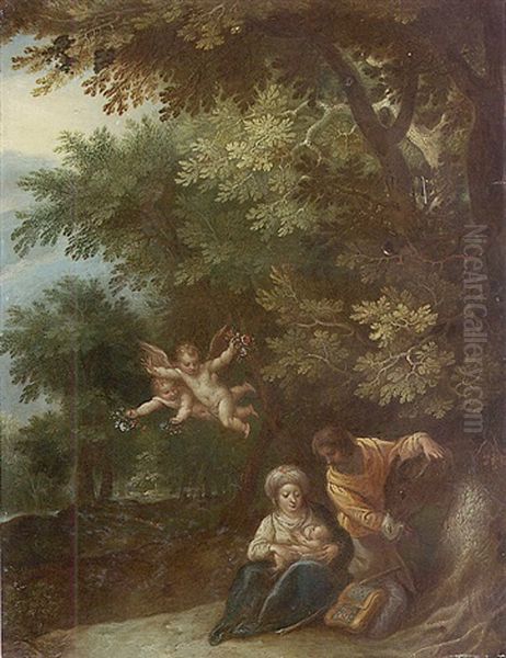 The Rest On The Flight To Egypt Oil Painting by Jan Brughel