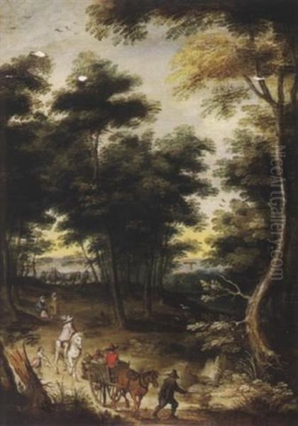Reisende Auf Einem Waldweg Oil Painting by Jan Brughel