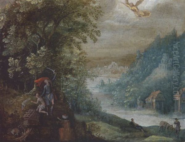 Abraham Opfert Isaak Oil Painting by Jan Brughel