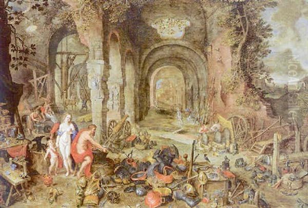 Venus Dans La Forge De Vulcain Oil Painting by Jan Brughel