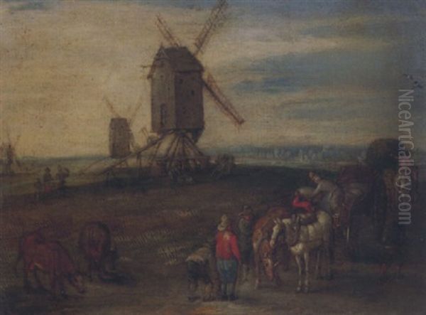 Bauern Bei Der Windmuhle Oil Painting by Jan Brughel