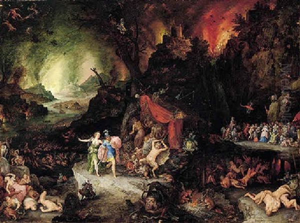 Aeneas And The Sibyl In The Underworld Oil Painting by Jan Brughel