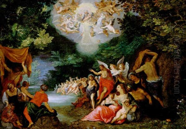 Die Taufe Christi Im Jordan Oil Painting by Jan Brughel