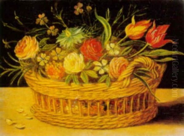 Flowers In A Basket Oil Painting by Jan Brughel