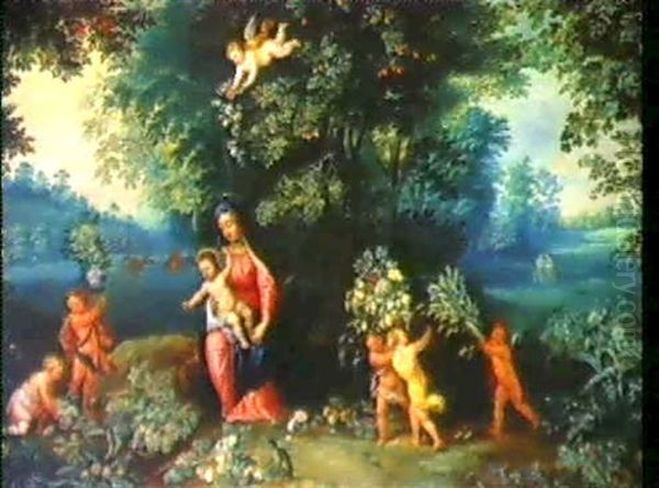 Landskap Med Maria Och Jesusbarnet Oil Painting by Jan Brughel