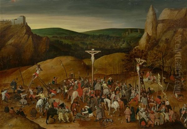 Large Crucifixion Scene With Figures Oil Painting by Pieter Brueghel the Younger