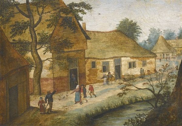 A Village Street Oil Painting by Pieter Brueghel the Younger