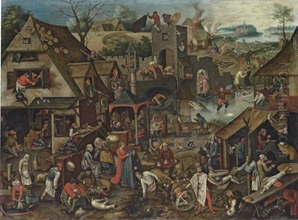 The Flemish Proverbs Oil Painting by Pieter Brueghel the Younger