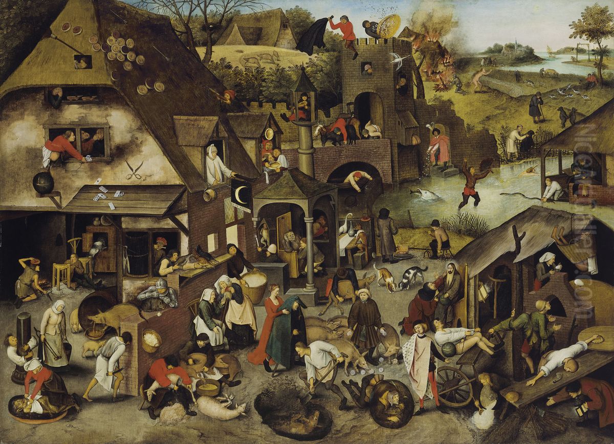 The Netherlandish Proverbs Oil Painting by Pieter Brueghel the Younger