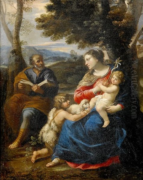 Heliga Familjen Med Johannes Doparen Oil Painting by Abraham Brueghel