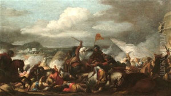 Battle Scene Oil Painting by Abraham Brueghel