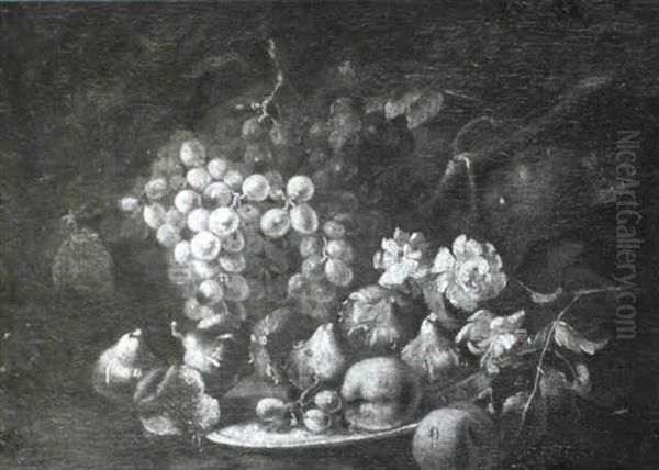 Still Life Of Grapes, Figs, Peaches And White Flowers Oil Painting by Abraham Brueghel