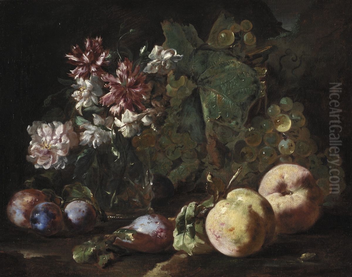 Still Life Of Fruit And Flowers Oil Painting by Abraham Brueghel