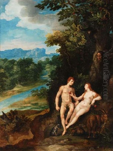 Adam Und Eva Oil Painting by Jan Peeter Brueghel