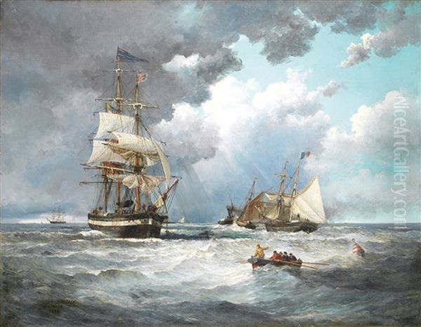 En Rade (morbihan) Oil Painting by Gatson Bruelle