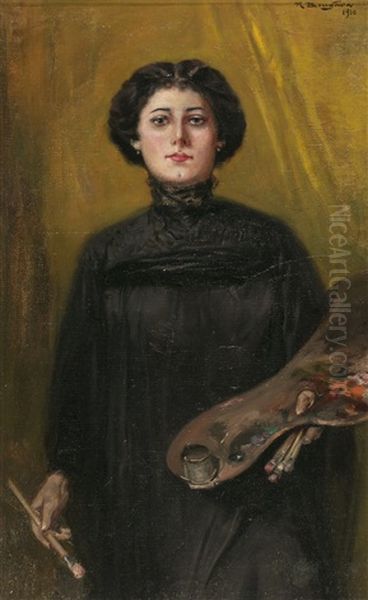 Retrato De Una Pintora Oil Painting by Ricardo Brugada y Panizo