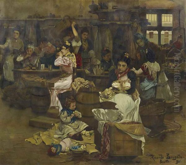 Encuentro En La Plaza Oil Painting by Ricardo Brugada y Panizo