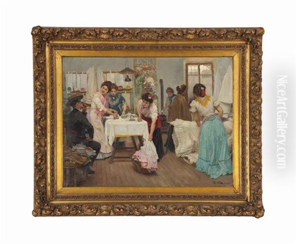 The Laundresses Oil Painting by Ricardo Brugada y Panizo