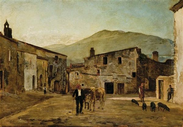 Aldea Oil Painting by Ricardo Brugada y Panizo