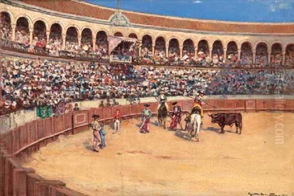Tarde De Toros En La Maestranza Oil Painting by Ricardo Brugada y Panizo