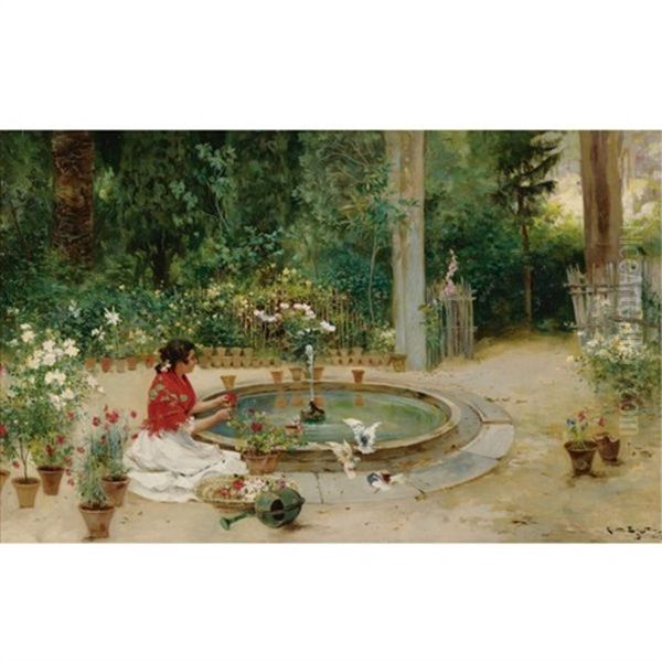 The Flower Garden Oil Painting by Ricardo Brugada y Panizo