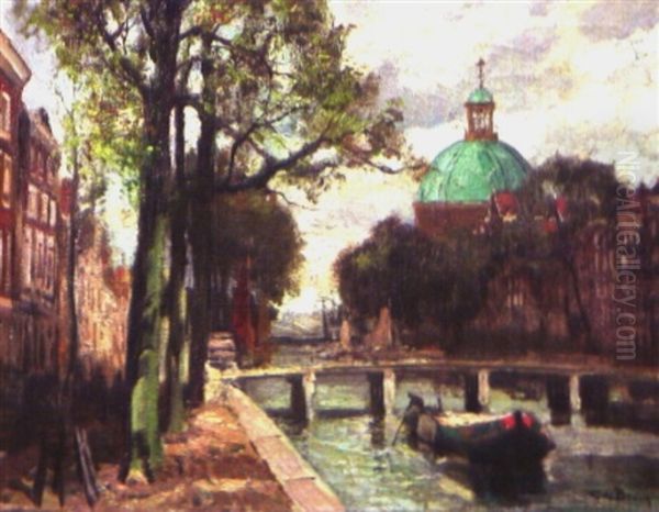 Amsterdam Mit Der Lutherkirche Oil Painting by Cornelis De Bruin