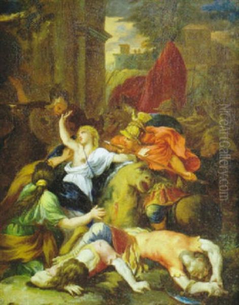 La Batalla De Las Amazonas Oil Painting by Charles Le Brun