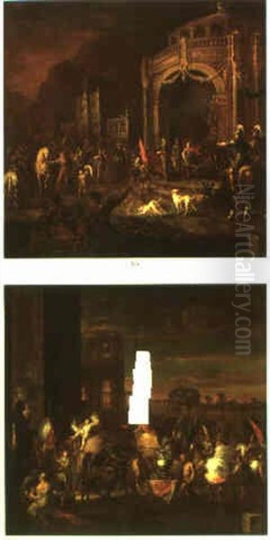 Alexander Cutting The Gordian Knot Oil Painting by Charles Le Brun