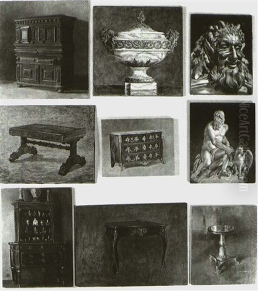 Sans Titre (set Of 10) Oil Painting by Francois Brunery