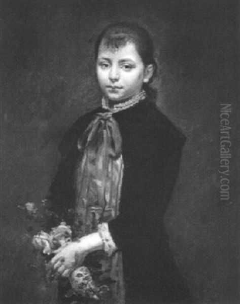 Madchenportrait Oil Painting by Emile-Jean-Marie Brunet