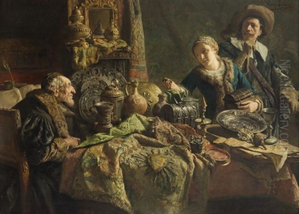 <les Derniers Bijoux> Oil Painting by Leon de Meutter Brunin