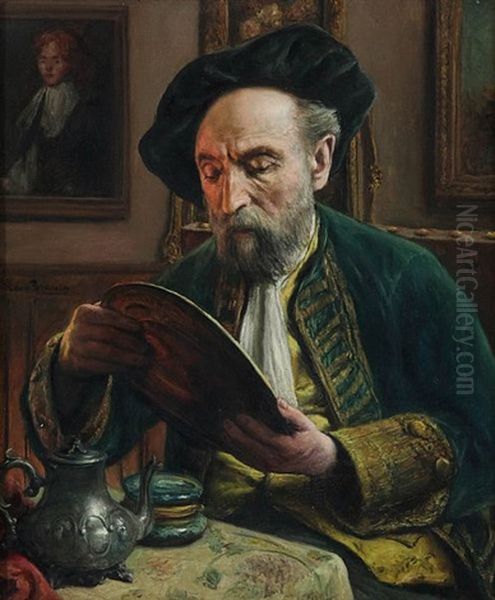 The Antique Dealer Oil Painting by Leon de Meutter Brunin