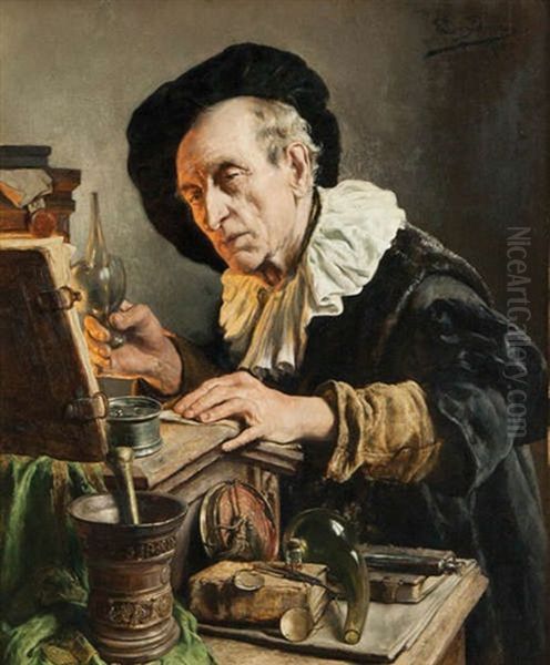 L'alchimiste Oil Painting by Leon de Meutter Brunin