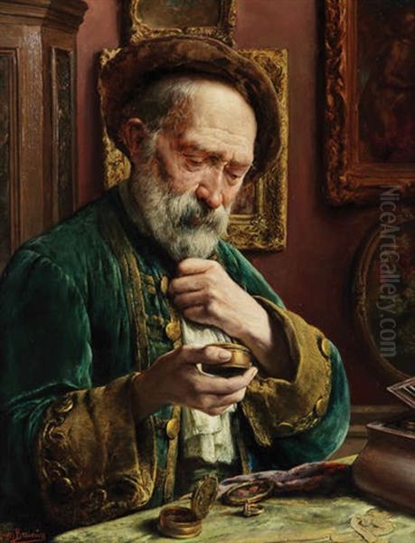 Horloger Dans Son Atelier Oil Painting by Leon de Meutter Brunin