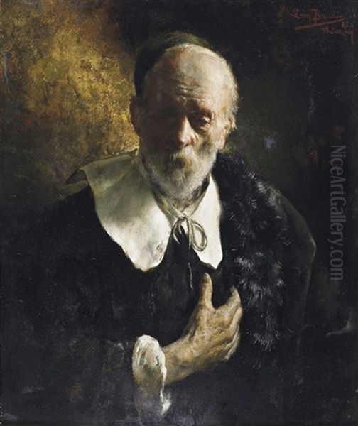 Bildnis Des Jos. De Smedt, Geb. In Brugge. Halbfigur En Face Oil Painting by Leon de Meutter Brunin