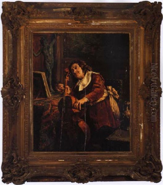 The Musician Oil Painting by Leon de Meutter Brunin